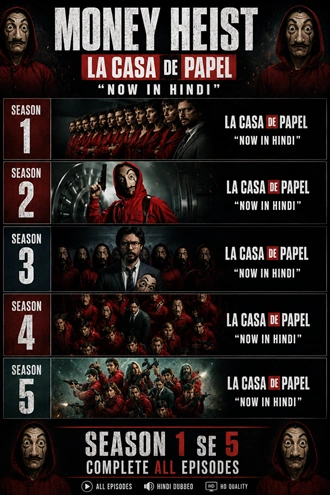 Download Money Heist (2017-2021) Season 1-5 Hindi DD5.1 + English WEB-DL Dual Audio Netflix Original Web Series 480p 720p 1080p